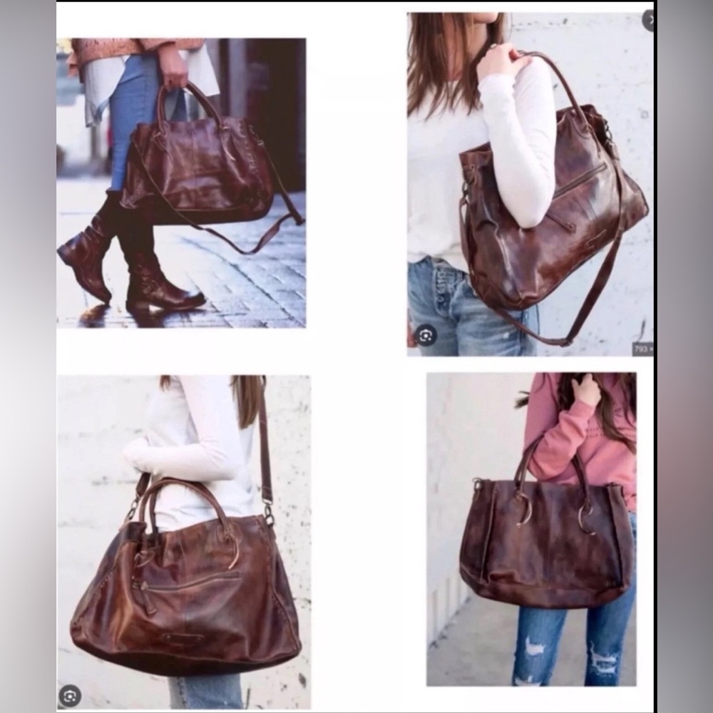 Bed Stu Leather Rockaway Shoulder Bag Crossbody Tote Teak Rustic MSRP  $345 - Picture 13 of 13